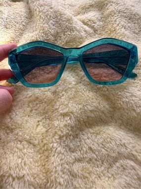Steve Madden Turquoise Geometric Frame Sunglasses